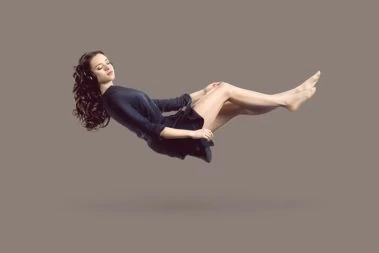 Woman floating in air